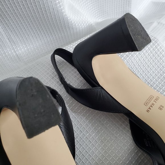 Cole Haan Amalia Size 8 8B Shoes Leather Slingback Strappy Sandals Heels Black - Picture 7 of 8